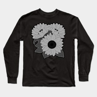 Simple Sunflowers - Grayscale Long Sleeve T-Shirt